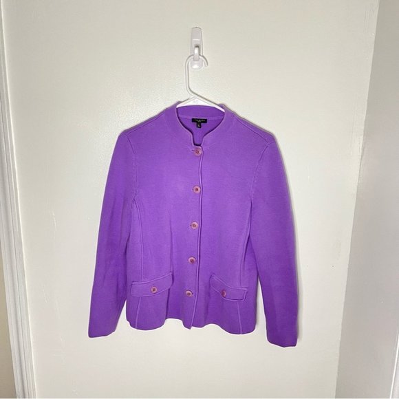 Talbots Purple Knit Button Front Cardigan Sweater Medium Petite - Picture 2 of 6